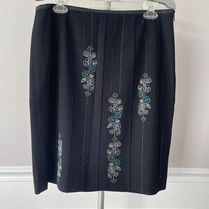 Ann Taylor Loft Embroidered Rose Pencil Skirt